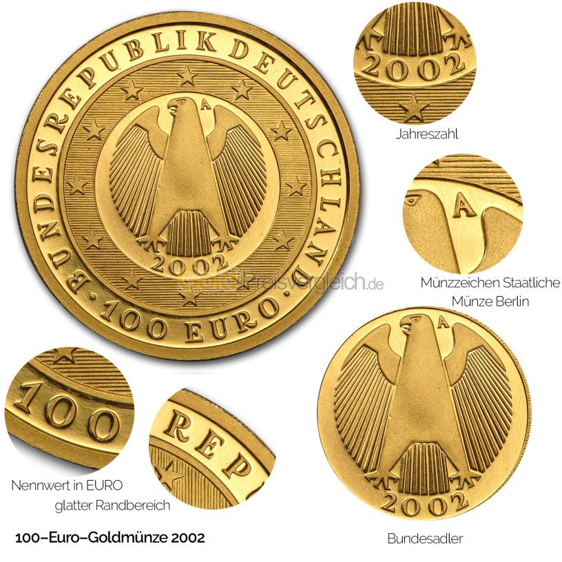 100 Euro Gold-Gedenkmünze der BRD - Details des Avers