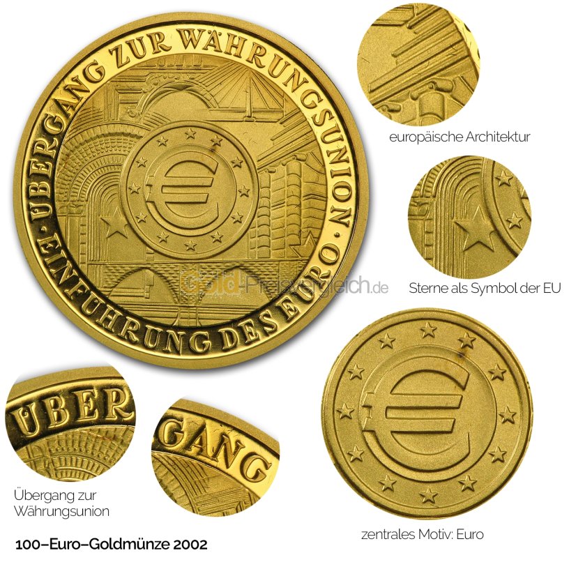 100 Euro Gold-Gedenkmünze der BRD - Details des Revers