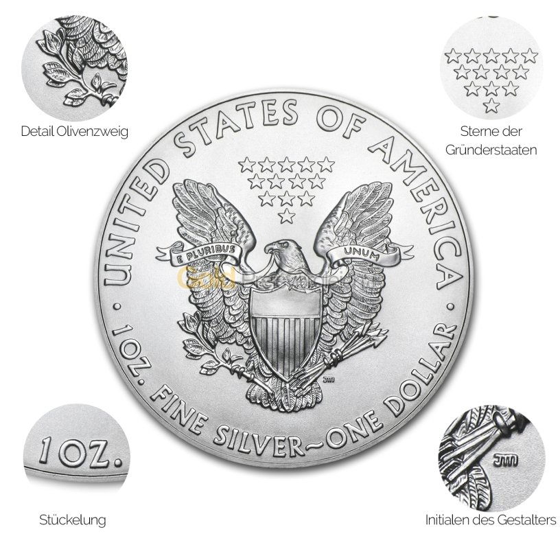 Silbermünze American Silber Eagle - Details des Avers
