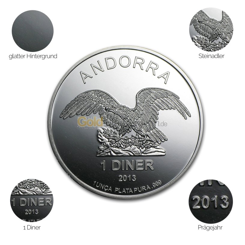 Silbermünze Andorra Eagle - Details des Revers