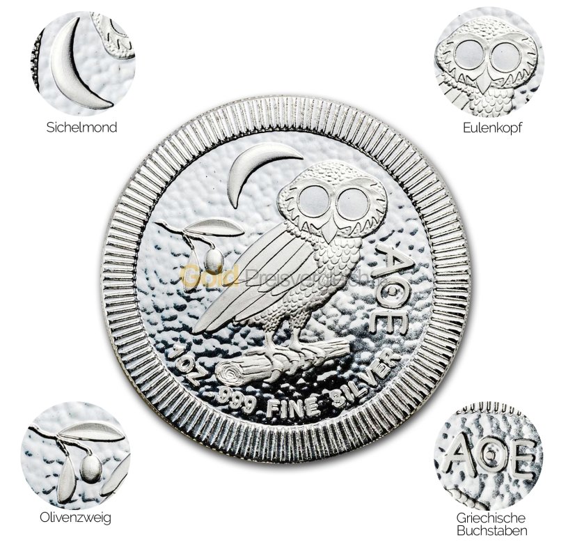 Silbermünze Eule von Athen - Details des Revers