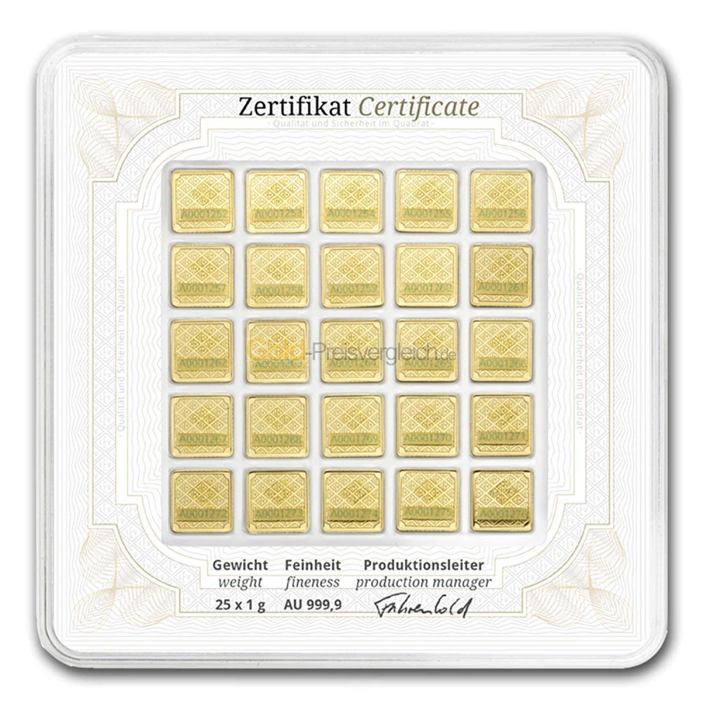 Gold Tafelbarren Preisvergleich Multicard 25 X 1g Kaufen
