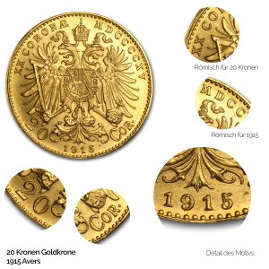 Nachprägung 20 Kronen Goldmünze Avers