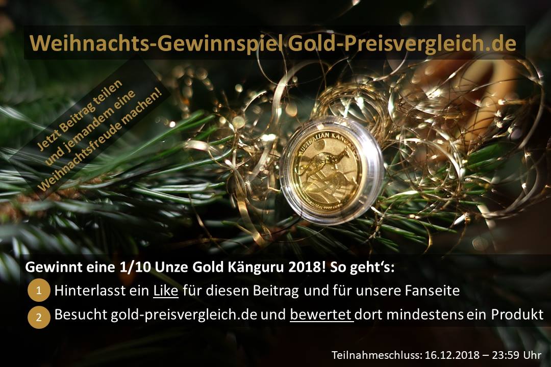 Weihnachts-Gewinnspiel 2018 - 1/10 Unze Gold gewinnen!